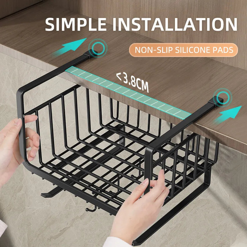 Keuken Onder Kast Mand Opslag Plank Tissue Bekerhouder Kast Bureau Opknoping Rack Uitgeholde Uittrekbare Lade Schuifmand