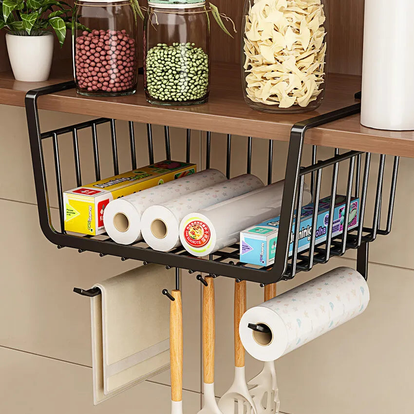 Keuken Onder Kast Mand Opslag Plank Tissue Bekerhouder Kast Bureau Opknoping Rack Uitgeholde Uittrekbare Lade Schuifmand