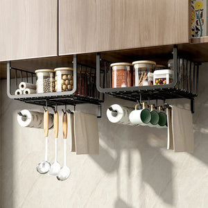 Keuken Onder Kast Mand Opslag Plank Tissue Bekerhouder Kast Bureau Opknoping Rack Uitgeholde Uittrekbare Lade Schuifmand