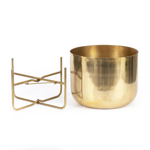 Bazar Bizar |The Brass Planter on Stand - Brass - XL