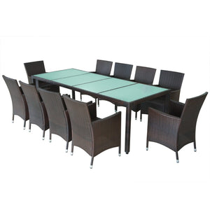 11-delige Tuinset met kussens poly rattan bruin