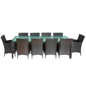 11-delige Tuinset met kussens poly rattan bruin