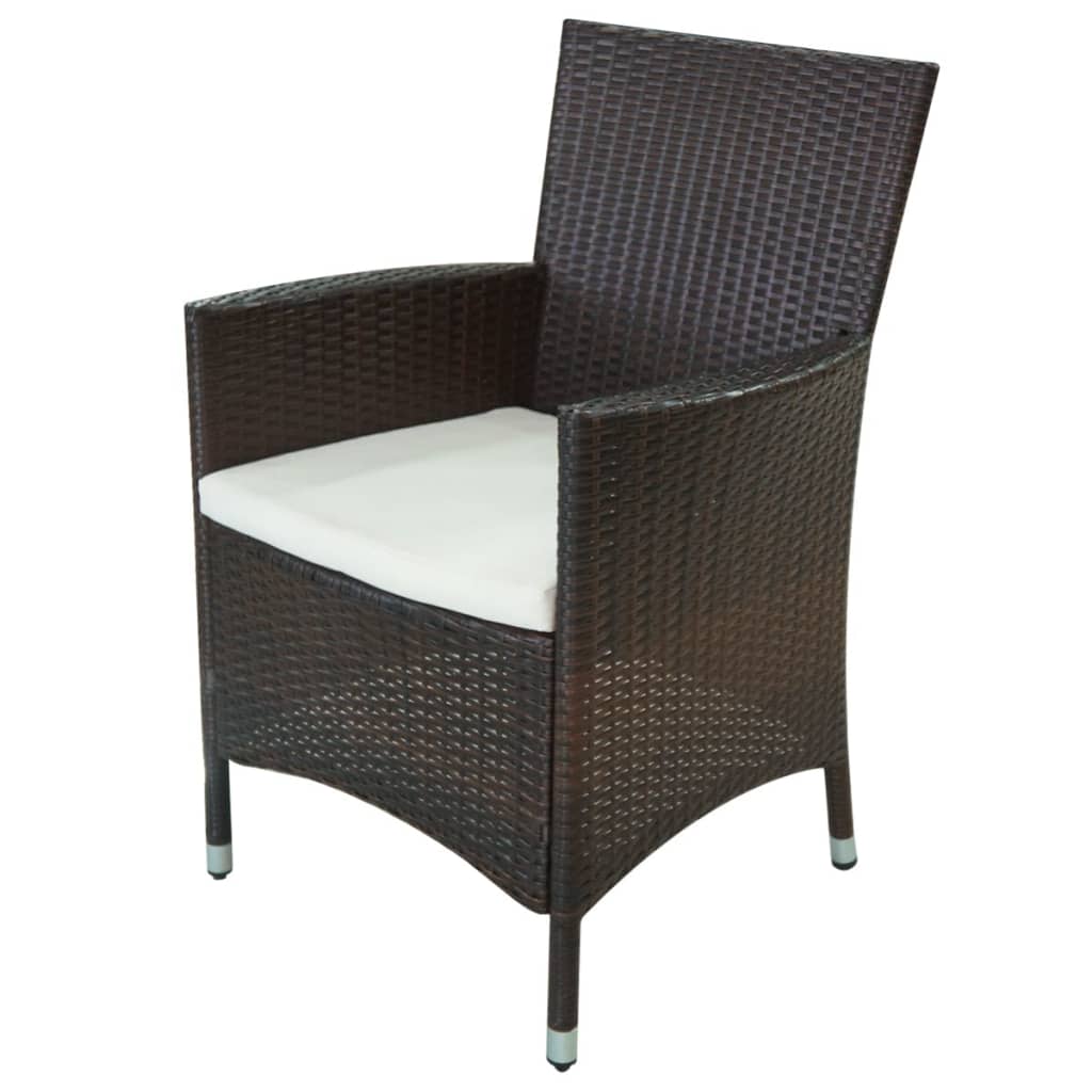 11-delige Tuinset met kussens poly rattan bruin