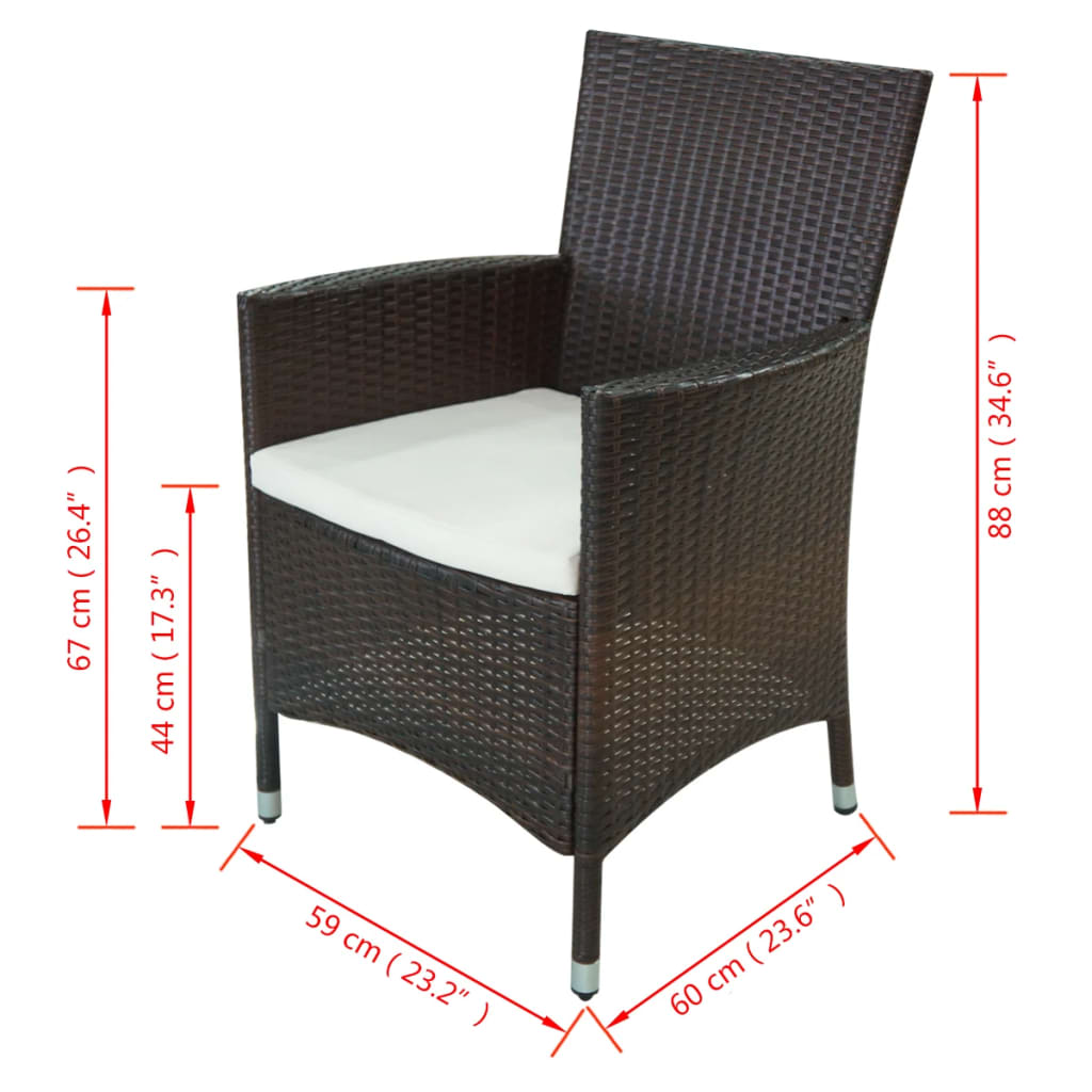 11-delige Tuinset met kussens poly rattan bruin