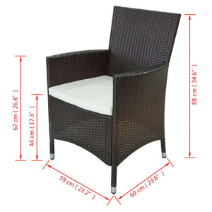 11-delige Tuinset met kussens poly rattan bruin