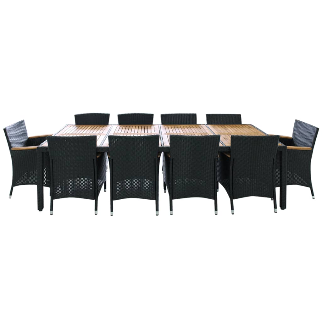 11-delige Tuinset met kussens poly rattan zwart