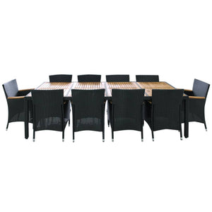 11-delige Tuinset met kussens poly rattan zwart