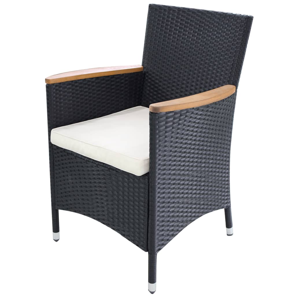 11-delige Tuinset met kussens poly rattan zwart