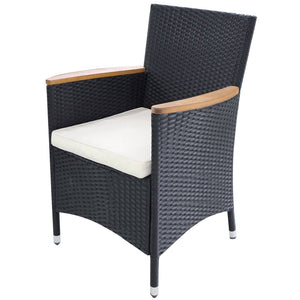 11-delige Tuinset met kussens poly rattan zwart