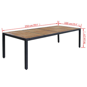 11-delige Tuinset met kussens poly rattan zwart
