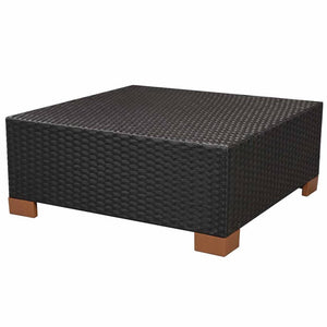 10-delige Loungeset met kussens poly rattan zwart