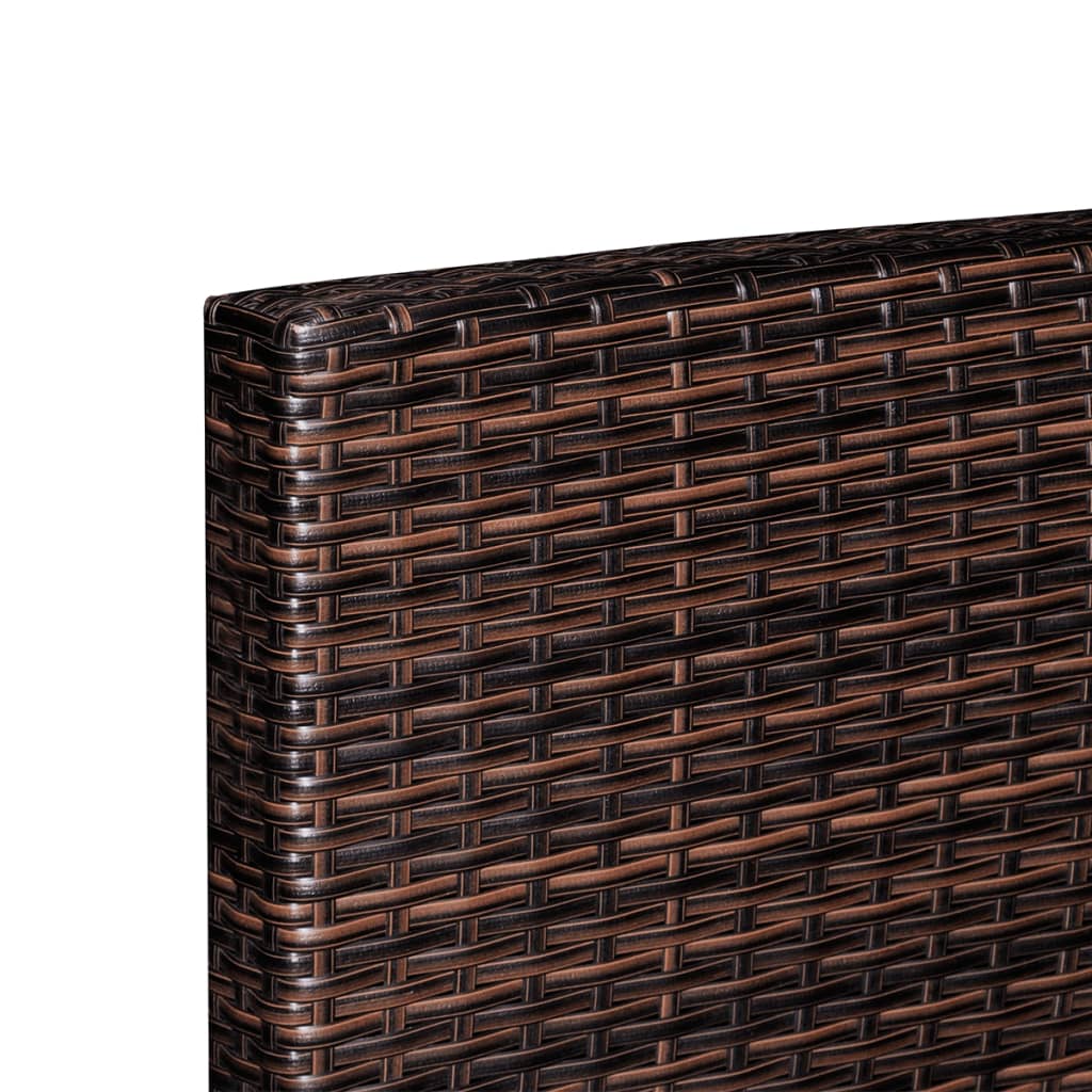 10-delige ronde Loungeset met kussens poly rattan bruin