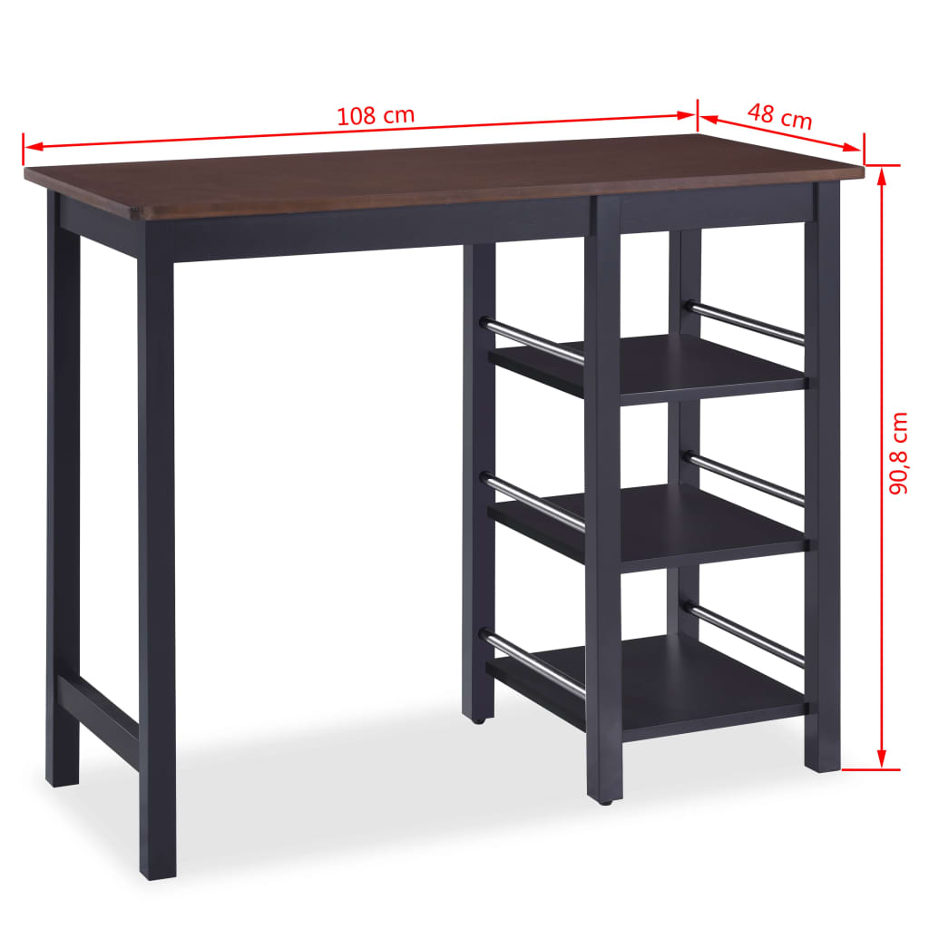 Barset 3-delige MDF zwart
