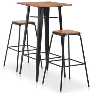3-delige Barset staal bruin