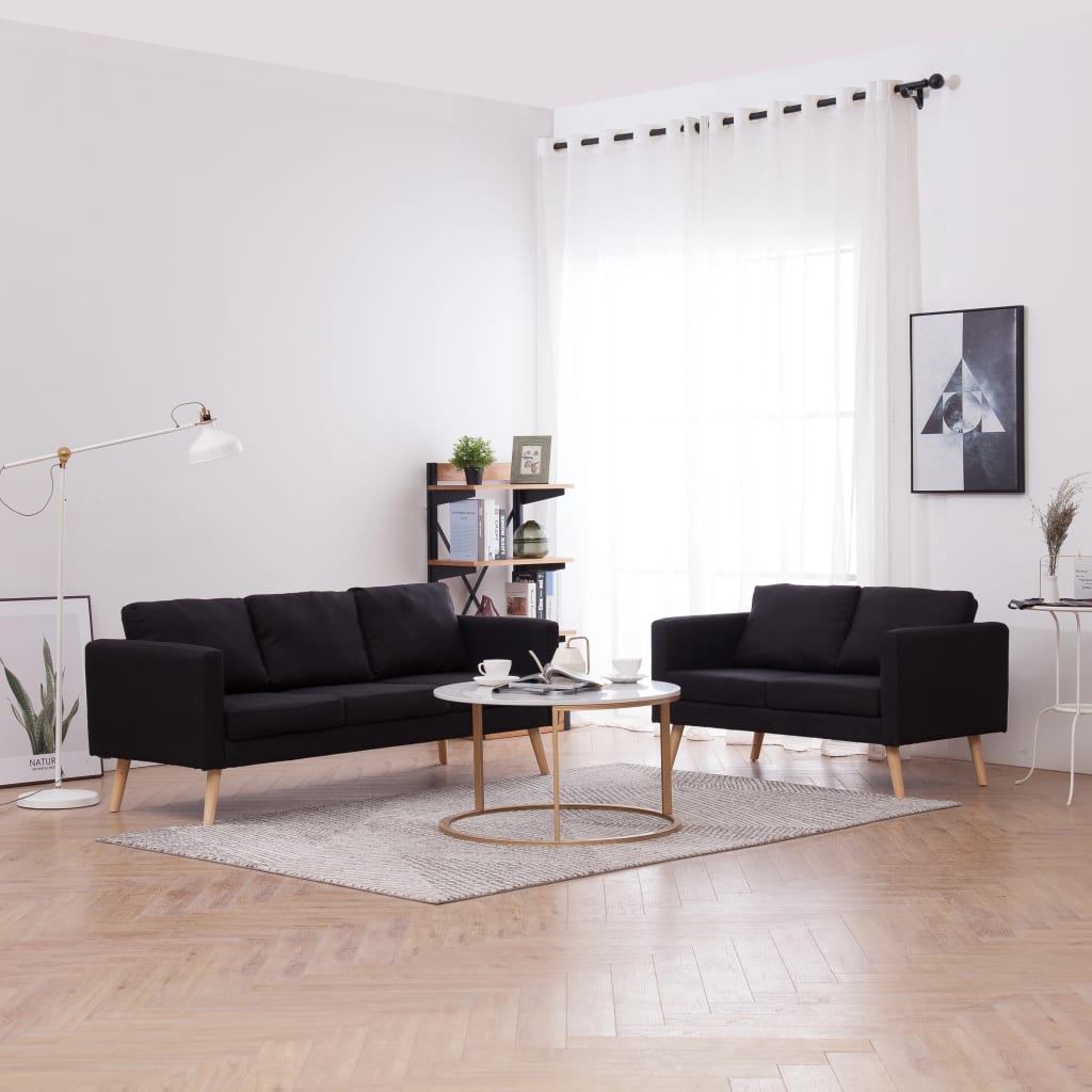 2-delig Bankstel stof zwart