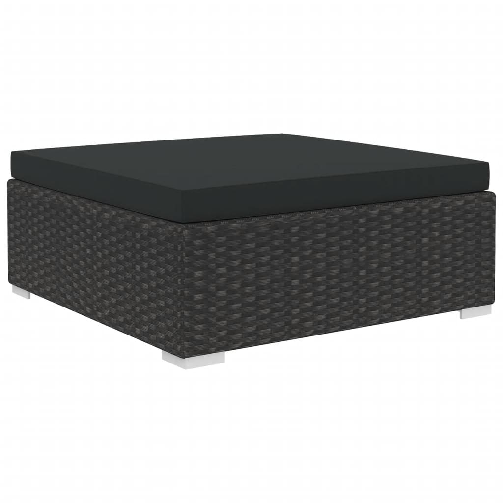 11-delige Loungeset met kussens poly rattan zwart