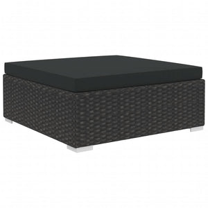 11-delige Loungeset met kussens poly rattan zwart