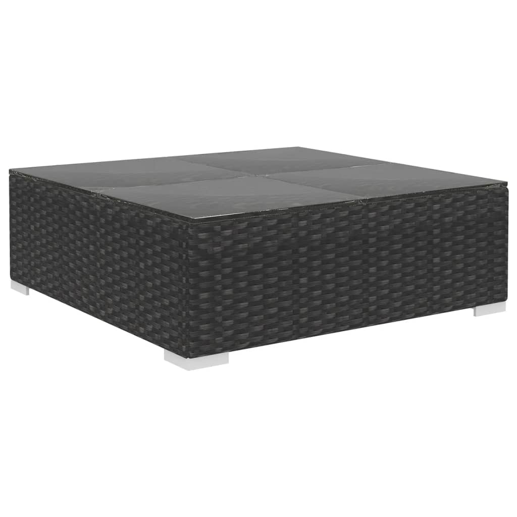 11-delige Loungeset met kussens poly rattan zwart