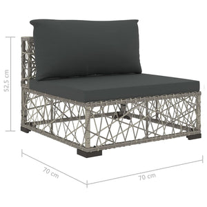 10-delige Loungeset met kussens poly rattan grijs