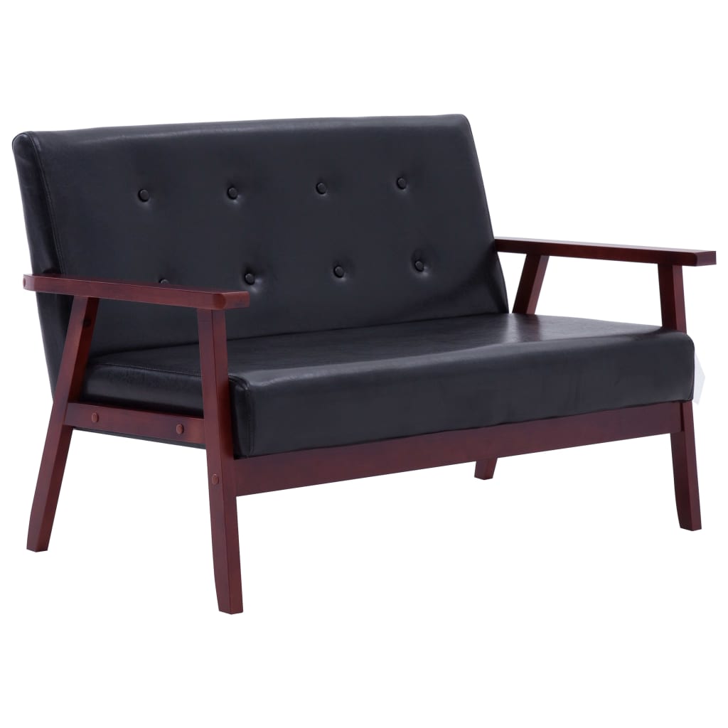 2-delig Bankstel fauteuil en een 2-zitsbank kunstleer zwart