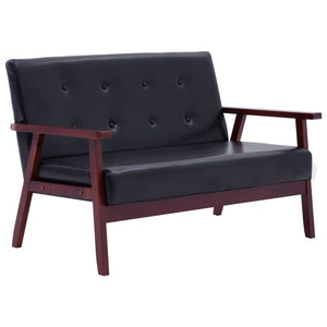 2-delig Bankstel fauteuil en een 2-zitsbank kunstleer zwart