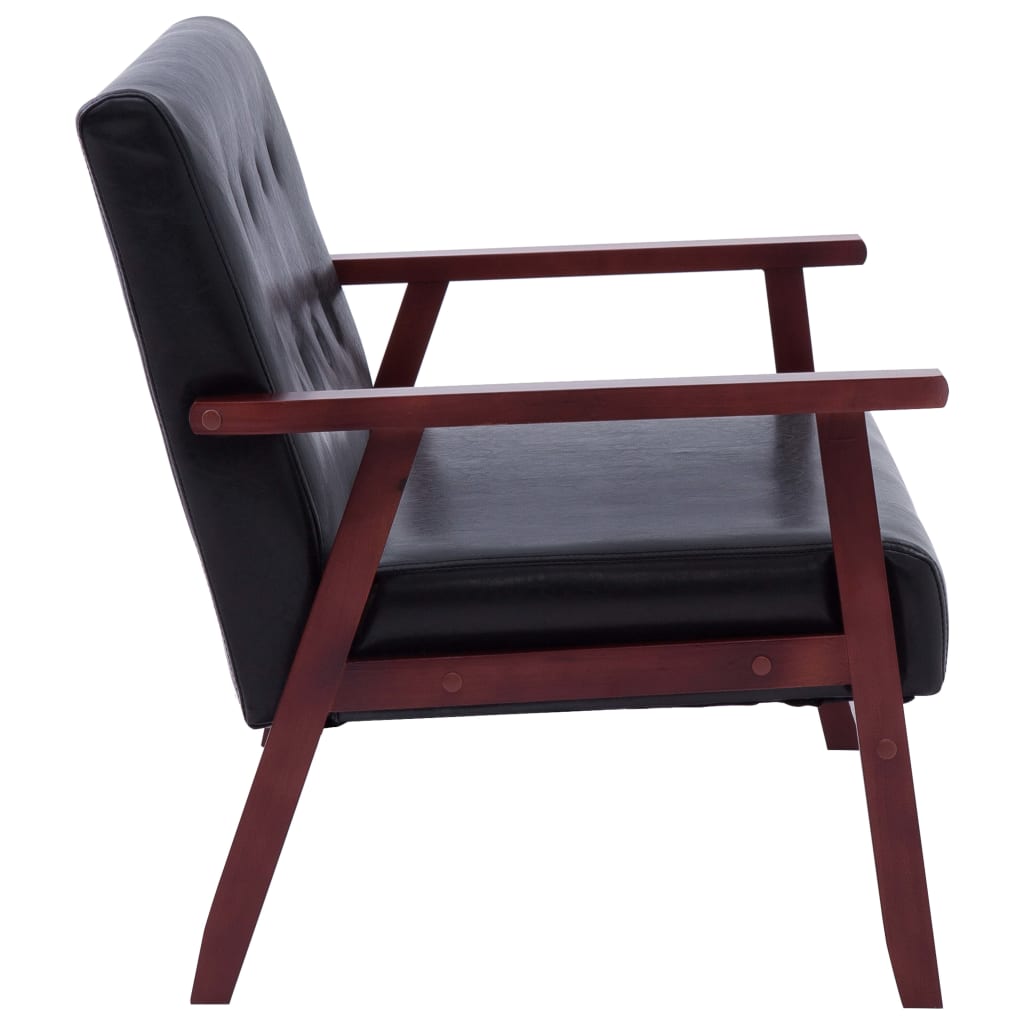 2-delig Bankstel fauteuil en een 2-zitsbank kunstleer zwart