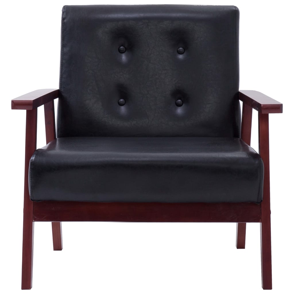 2-delig Bankstel fauteuil en een 2-zitsbank kunstleer zwart