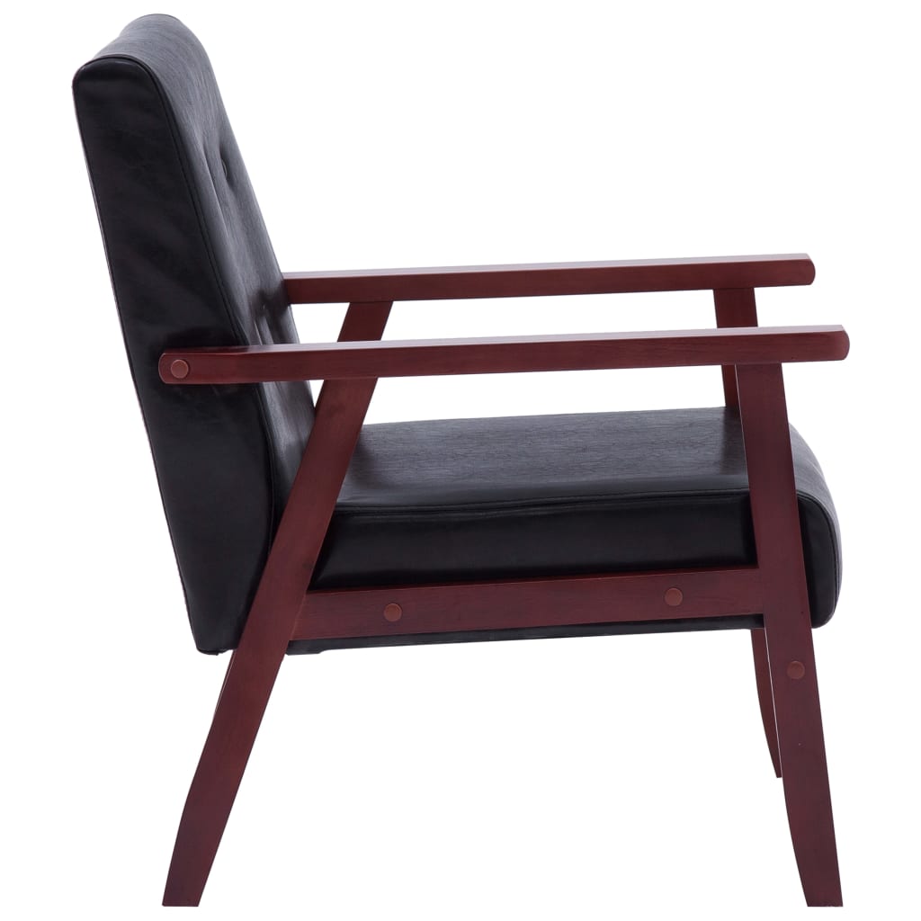 2-delig Bankstel fauteuil en een 2-zitsbank kunstleer zwart