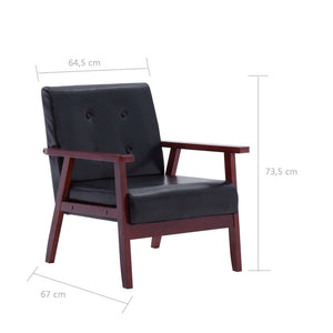 2-delig Bankstel fauteuil en een 2-zitsbank kunstleer zwart