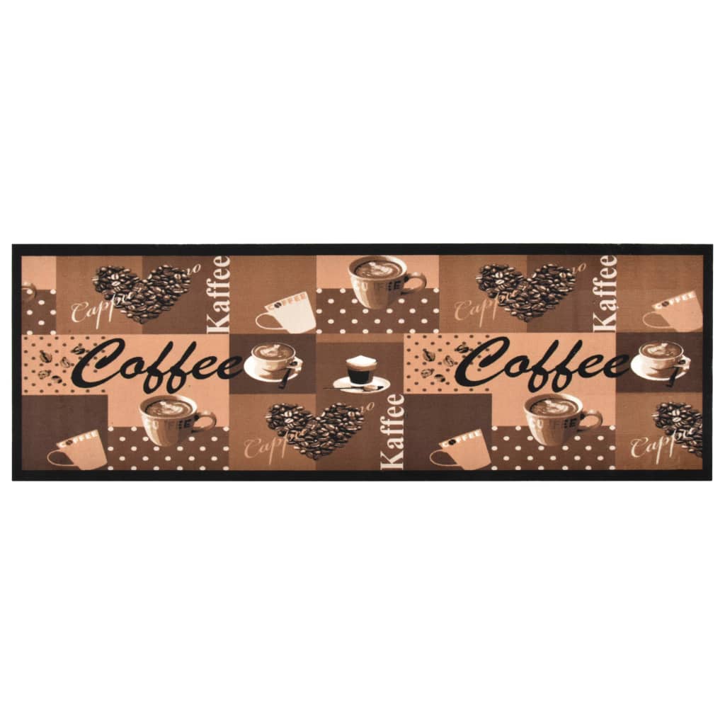 Keukenmat wasbaar Coffee 45x150 cm bruin