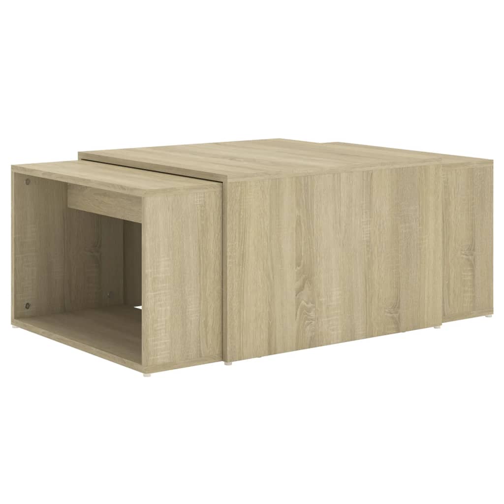 3-delige Salontafelset 60x60x38 cm sonoma eikenkleurig