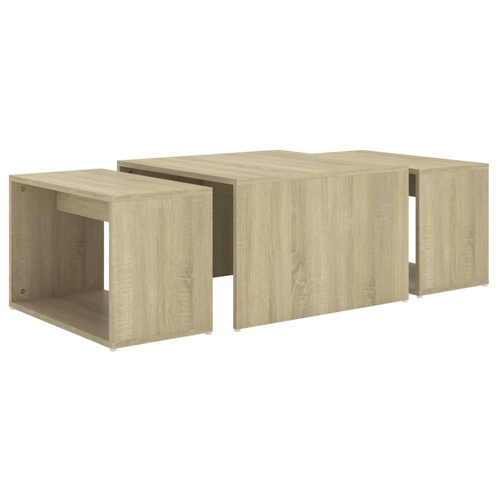 3-delige Salontafelset 60x60x38 cm sonoma eikenkleurig