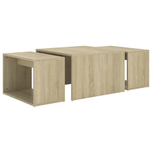 3-delige Salontafelset 60x60x38 cm sonoma eikenkleurig