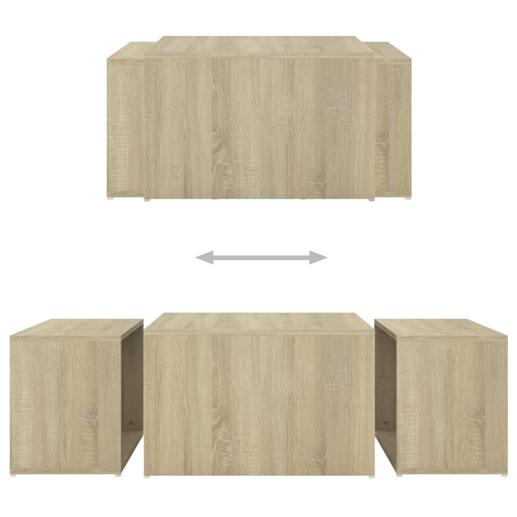 3-delige Salontafelset 60x60x38 cm sonoma eikenkleurig