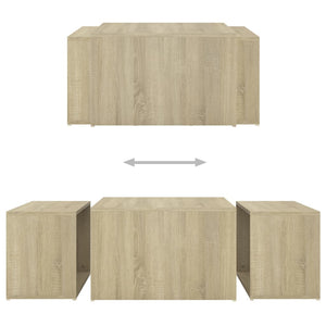 3-delige Salontafelset 60x60x38 cm sonoma eikenkleurig