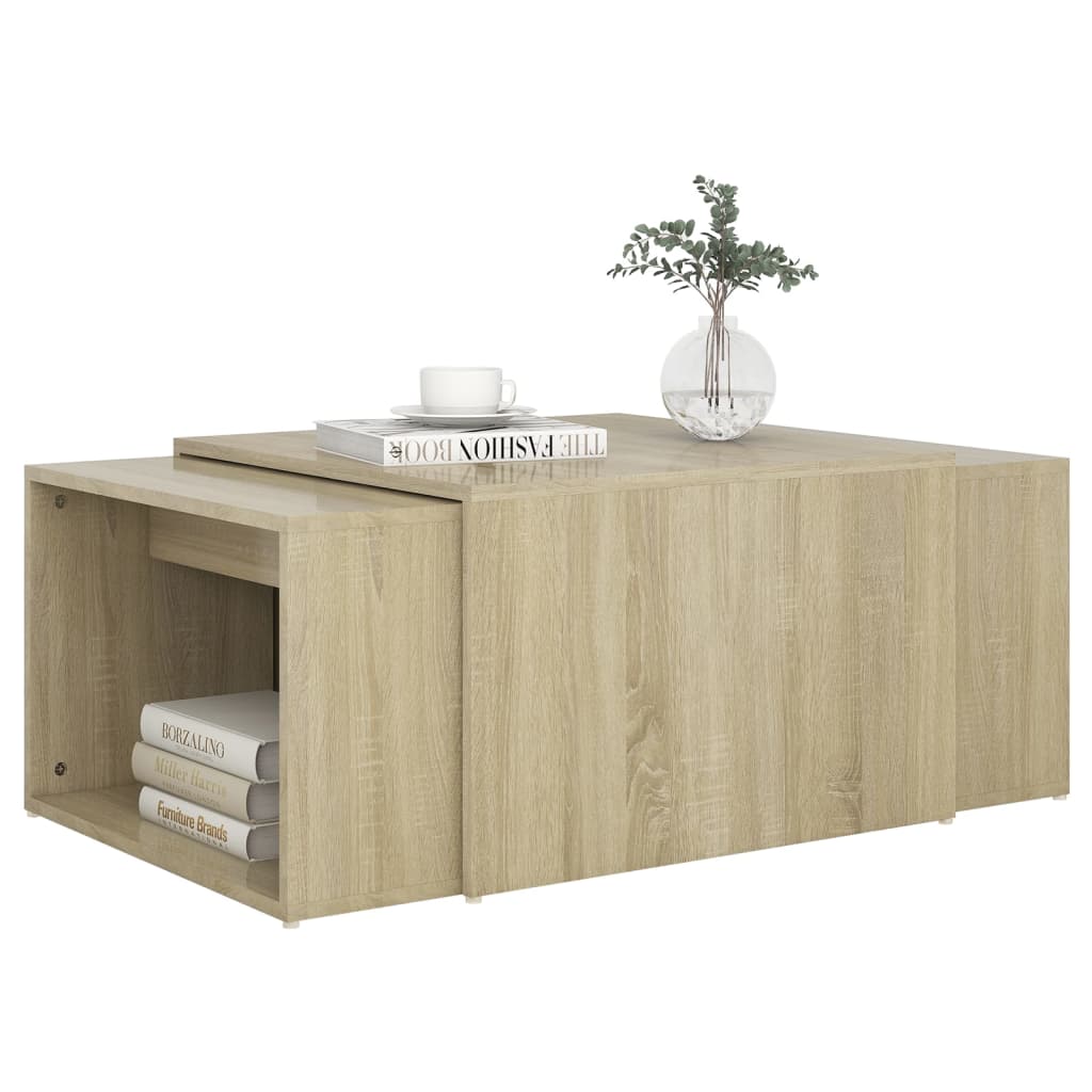 3-delige Salontafelset 60x60x38 cm sonoma eikenkleurig