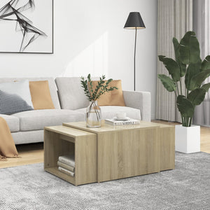 3-delige Salontafelset 60x60x38 cm sonoma eikenkleurig
