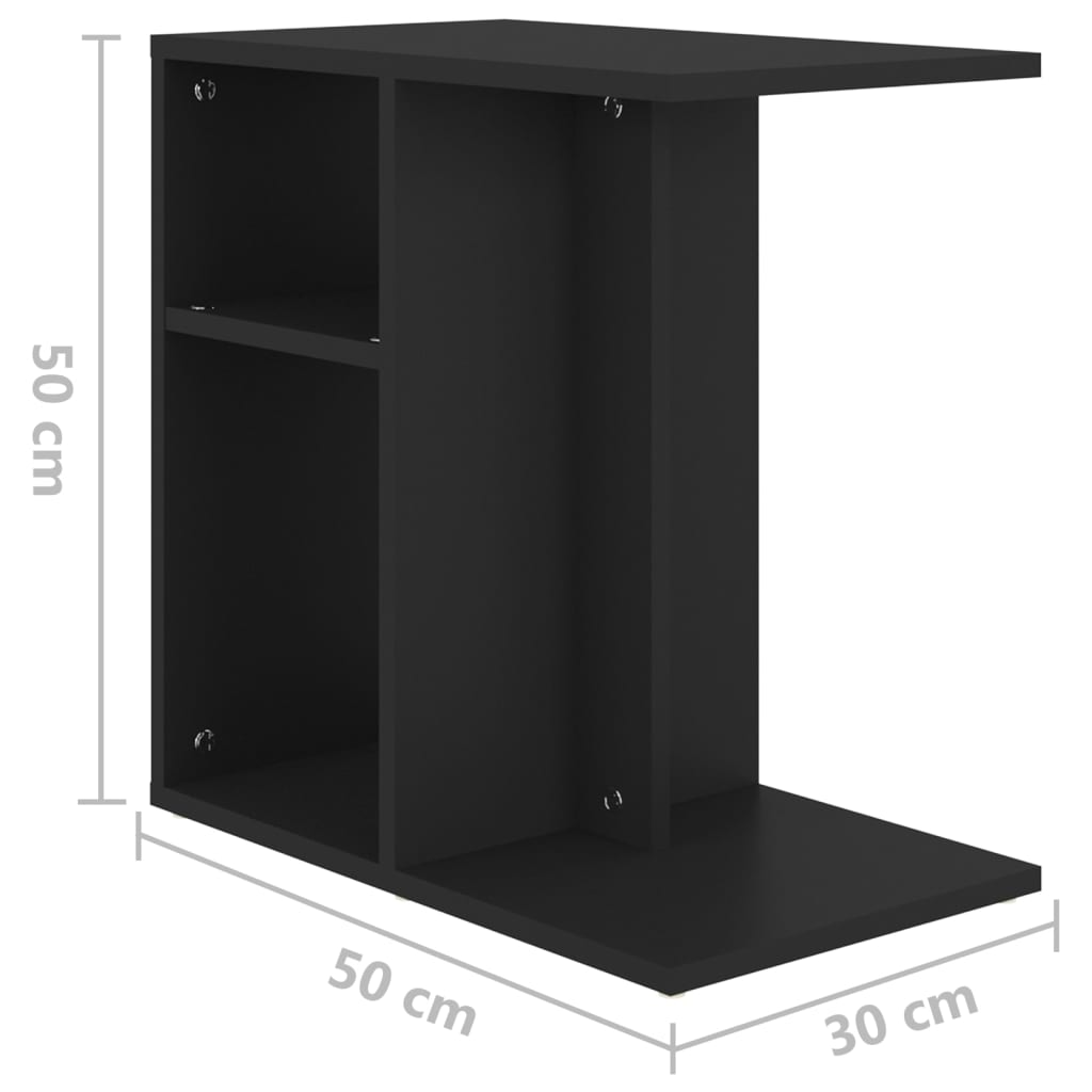 Bijzettafel 50x30x50 cm spaanplaat zwart