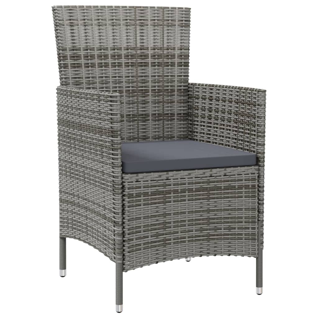 11-delige Tuinset met kussens poly rattan grijs
