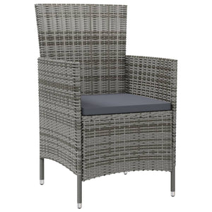 11-delige Tuinset met kussens poly rattan grijs