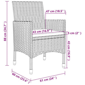 11-delige Tuinset met kussens poly rattan grijs