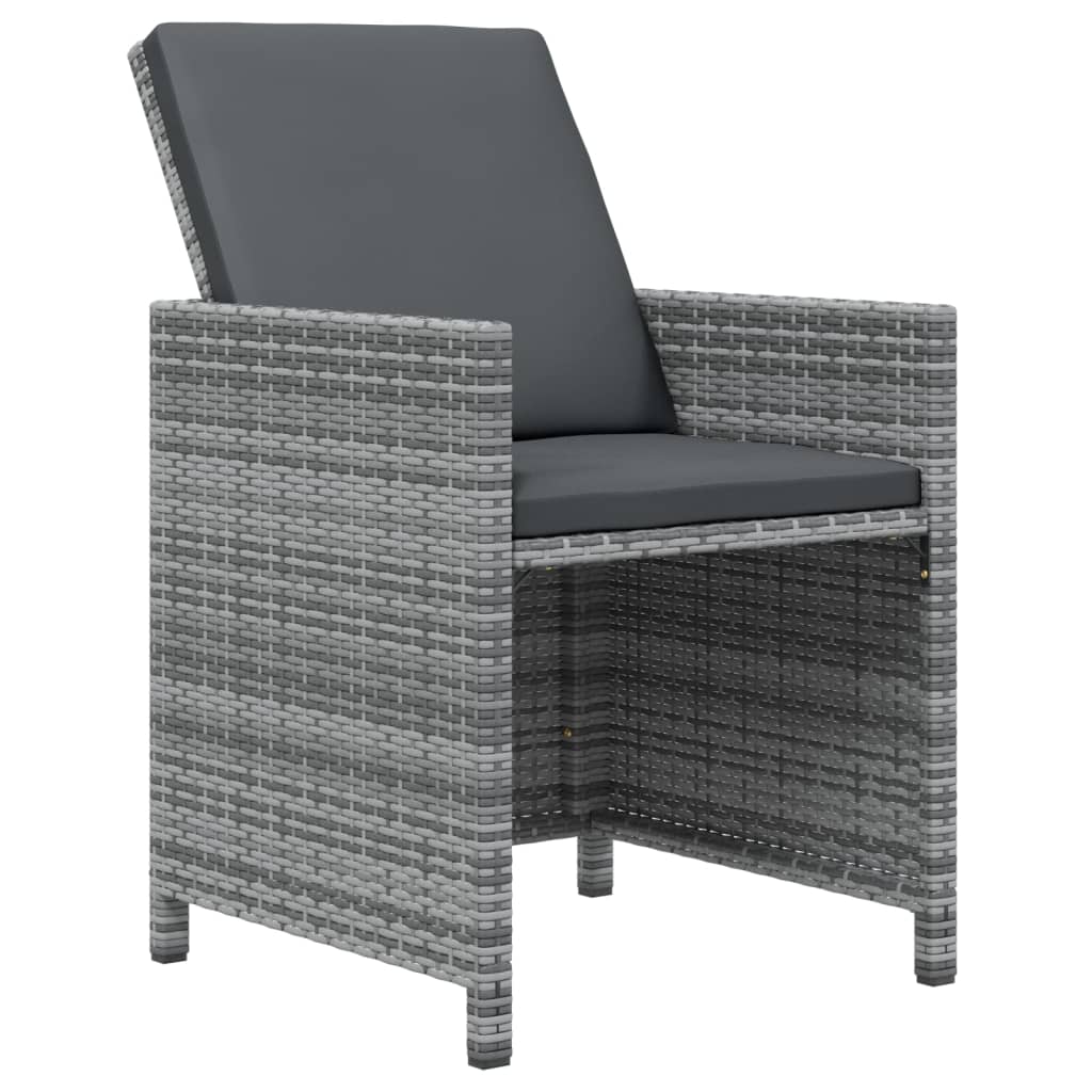 11-delige Tuinset met kussens poly rattan grijs