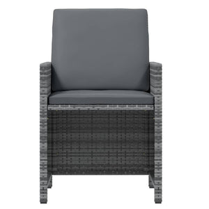 11-delige Tuinset met kussens poly rattan grijs