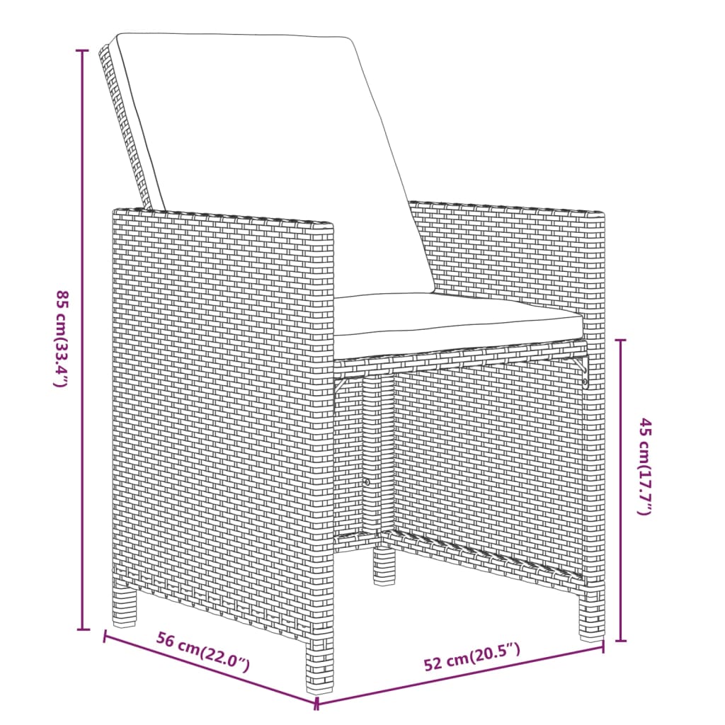 11-delige Tuinset met kussens poly rattan grijs