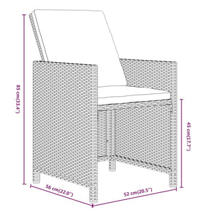11-delige Tuinset met kussens poly rattan grijs