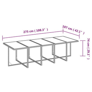 11-delige Tuinset met kussens poly rattan grijs