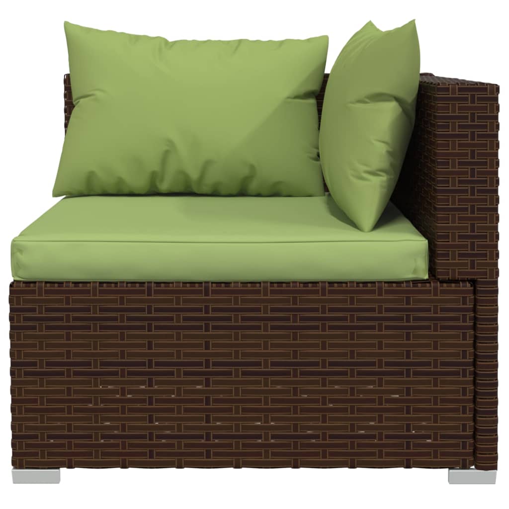 11-delige Loungeset met kussens poly rattan bruin
