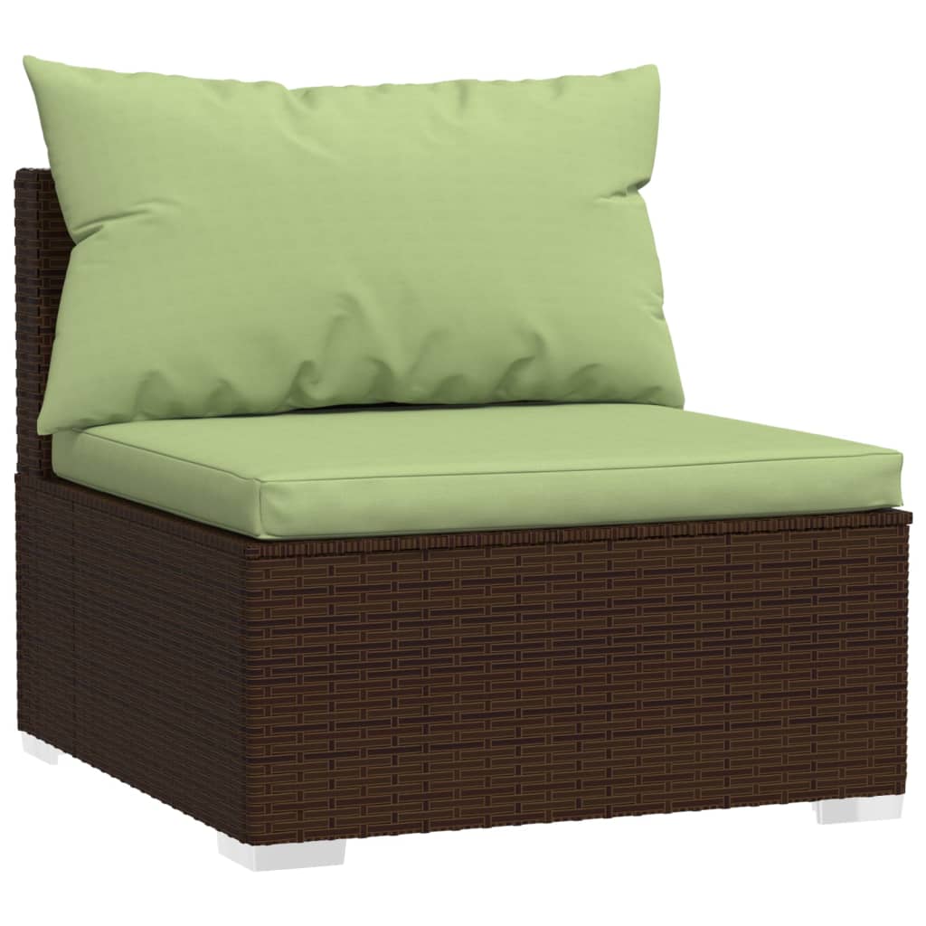 11-delige Loungeset met kussens poly rattan bruin