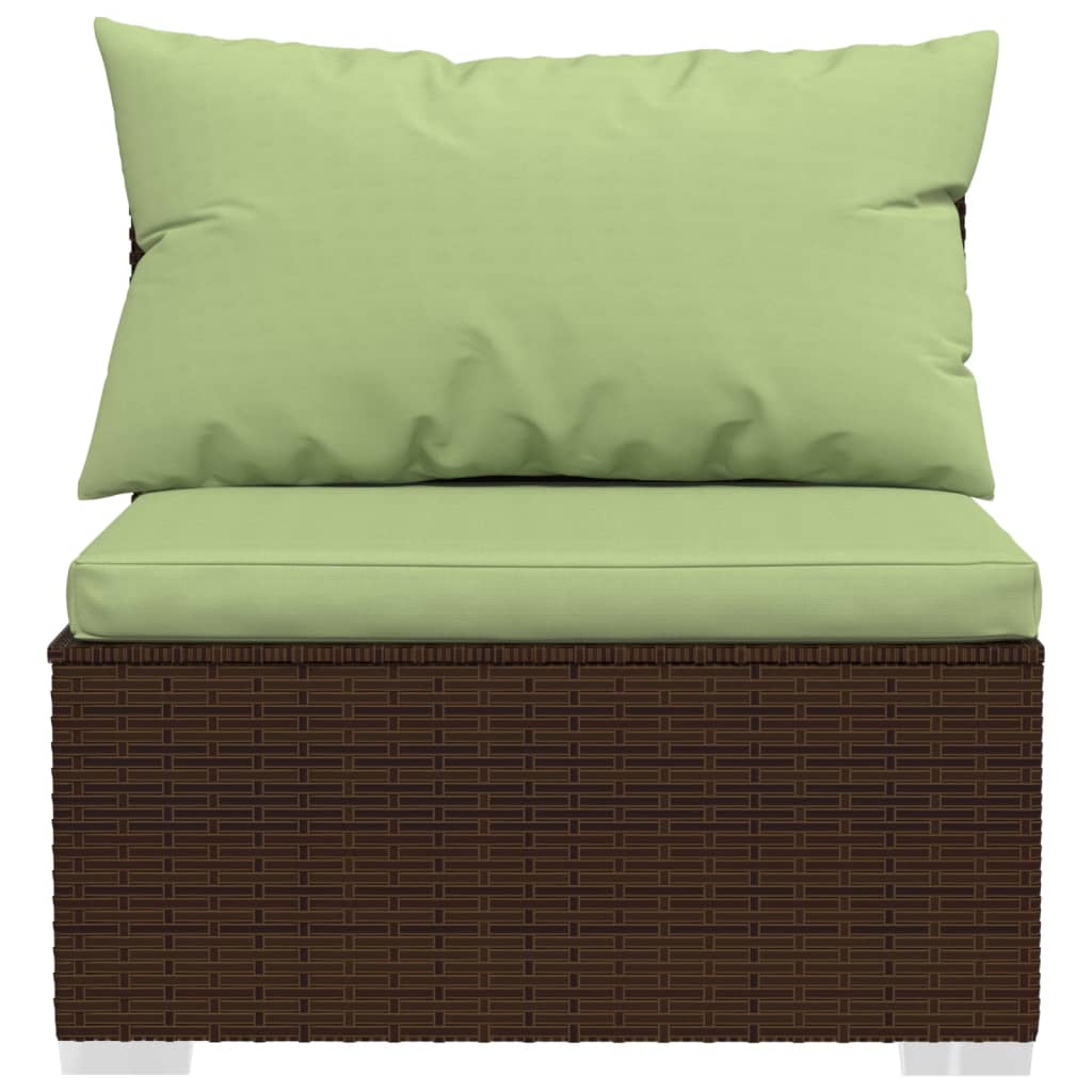 11-delige Loungeset met kussens poly rattan bruin