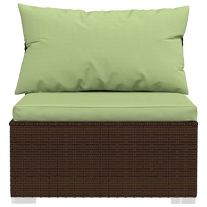 11-delige Loungeset met kussens poly rattan bruin
